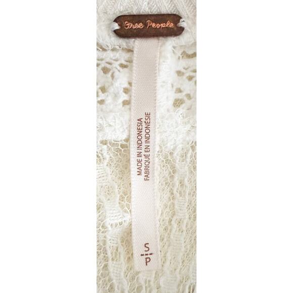 Free People Women's Ivory Spring Valley Lace Trim Lightweight Thermal Top Boho S - Picture 8 of 10